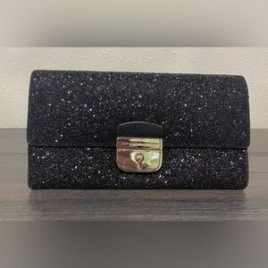 😍Kate Spade New York Sunset Lane Milou Black Glitter Clutch Evening Bag Handbag